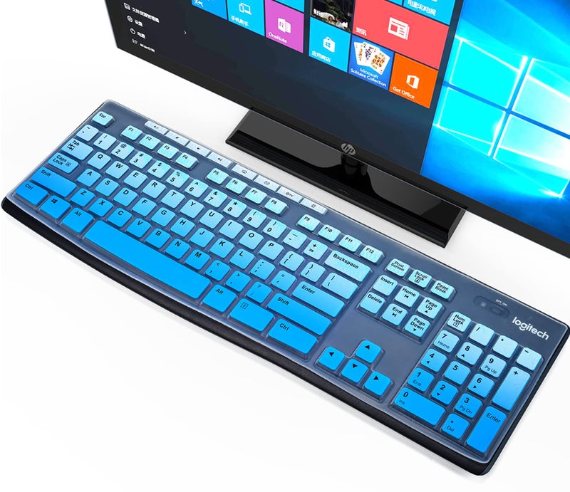 imComor Keyboard Skin Cover for Logitech MK270 MK275 MK295 Keyboard & Logitech K200 K260 K270 MK200 MK260 MK270 MK275 MK295 Keyboard Cover Skin Protector Accessories, Ombre Blue (US Layout) - Image 1